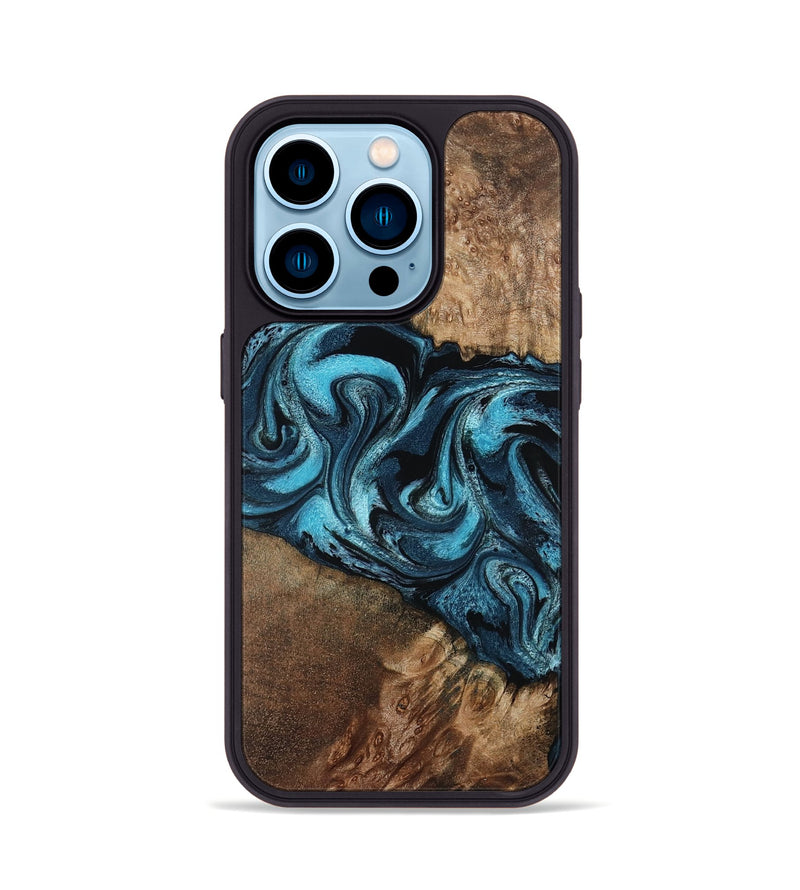 iPhone 14 Pro Wood Phone Case - Candis (Blue, 798146)
