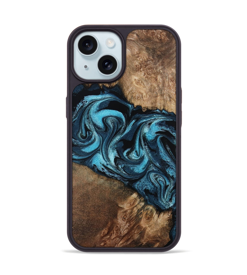 iPhone 15 Wood Phone Case - Candis (Blue, 798146)
