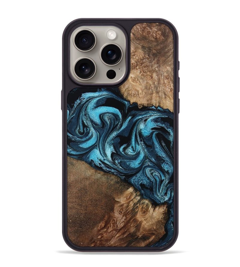 iPhone 15 Pro Max Wood Phone Case - Candis (Blue, 798146)