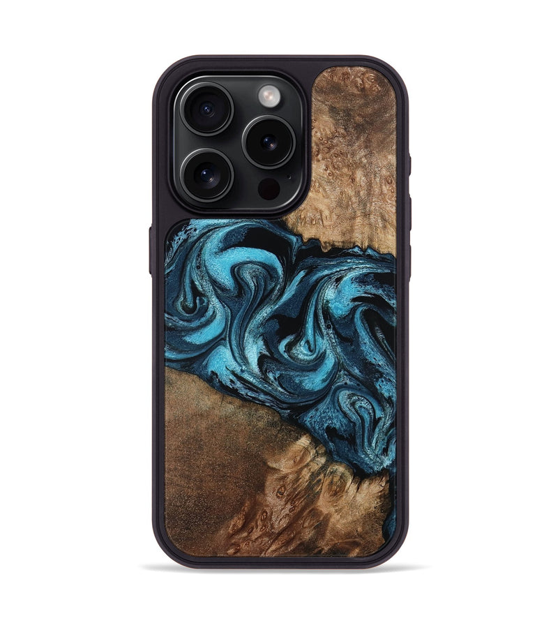 iPhone 15 Pro Wood Phone Case - Candis (Blue, 798146)