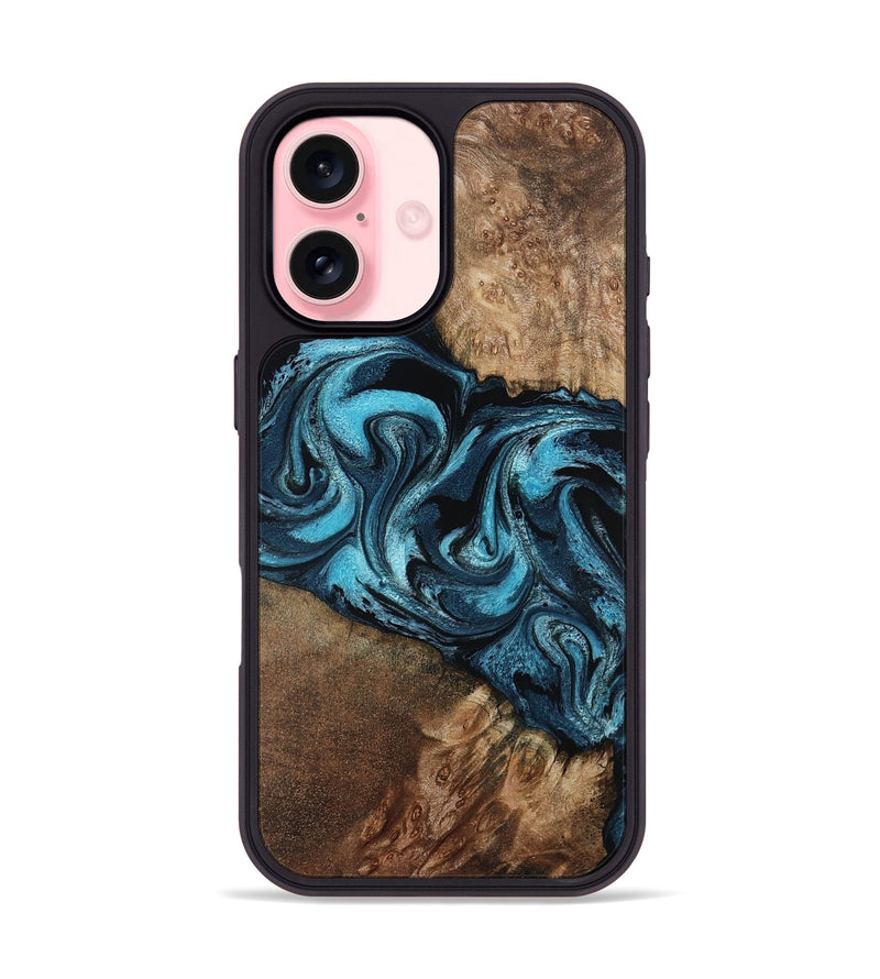 iPhone 16 Wood Phone Case - Candis (Blue, 798146)