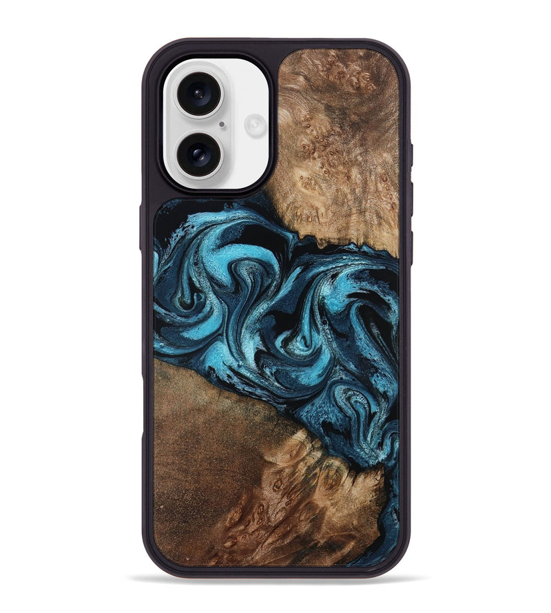 iPhone 16 Plus Wood Phone Case - Candis (Blue, 798146)