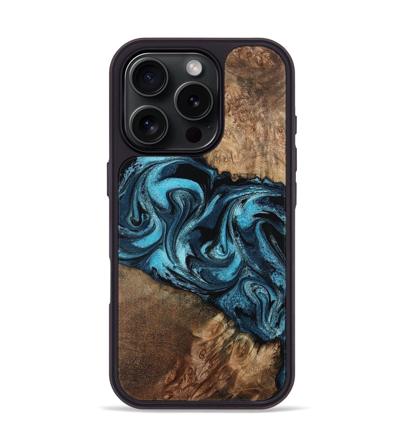 iPhone 16 Pro Wood Phone Case - Candis (Blue, 798146)