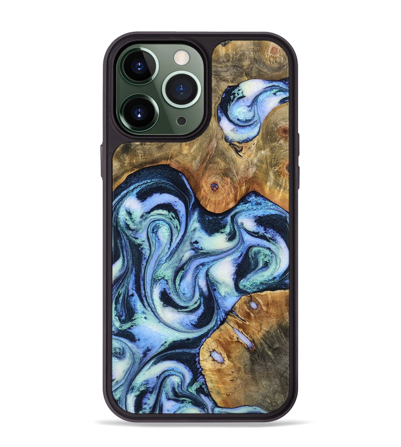 iPhone 13 Pro Max Wood Phone Case - Deshawn (Blue, 798152)