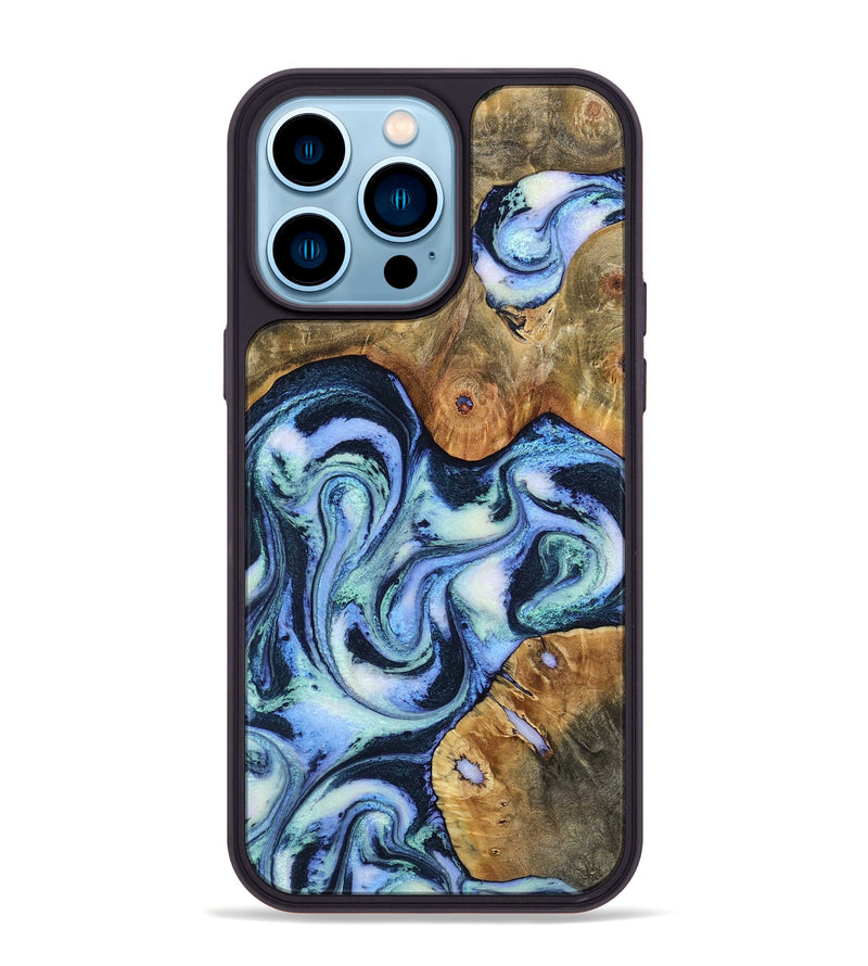 iPhone 14 Pro Max Wood Phone Case - Deshawn (Blue, 798152)