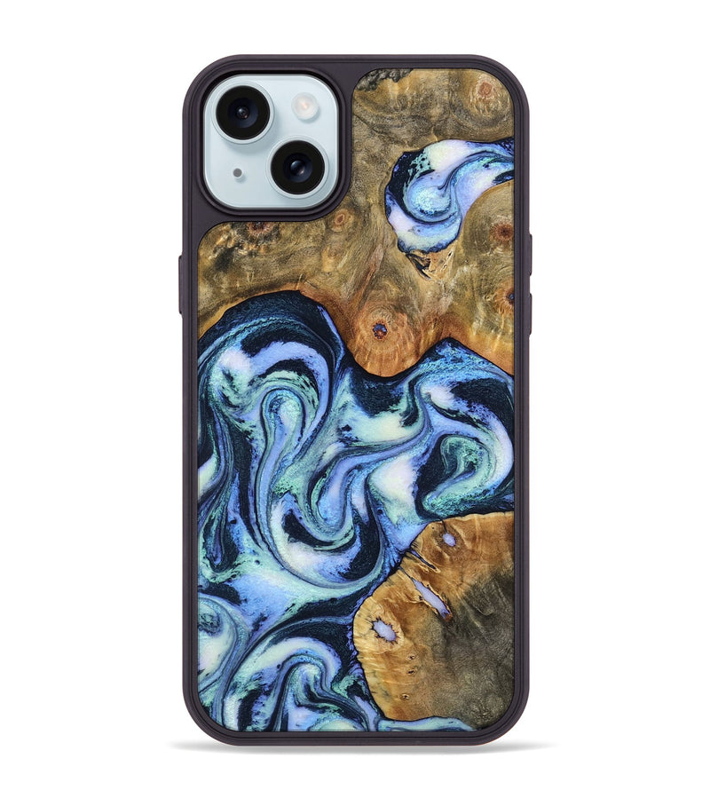 iPhone 15 Plus Wood Phone Case - Deshawn (Blue, 798152)