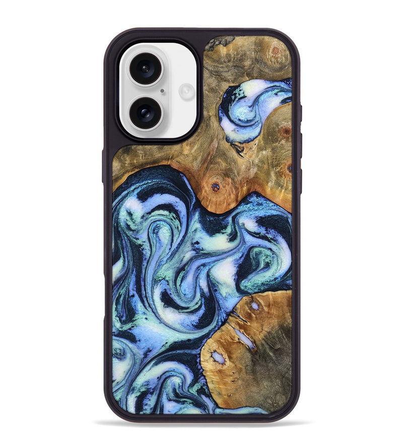 iPhone 16 Plus Wood Phone Case - Deshawn (Blue, 798152)