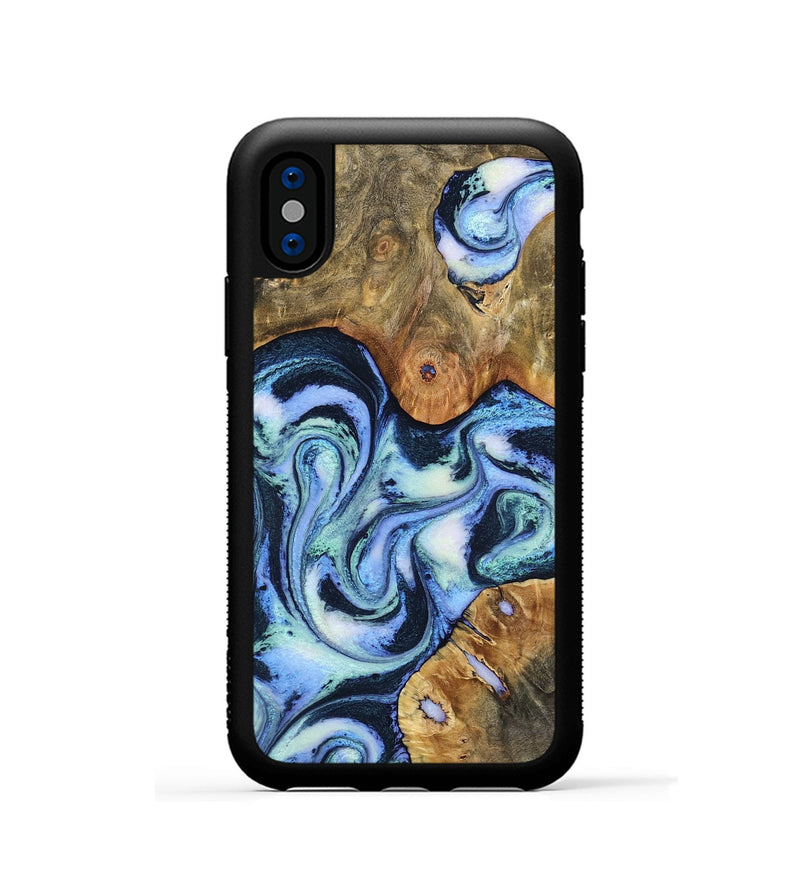 iPhone Xs Wood Phone Case - Deshawn (Blue, 798152)