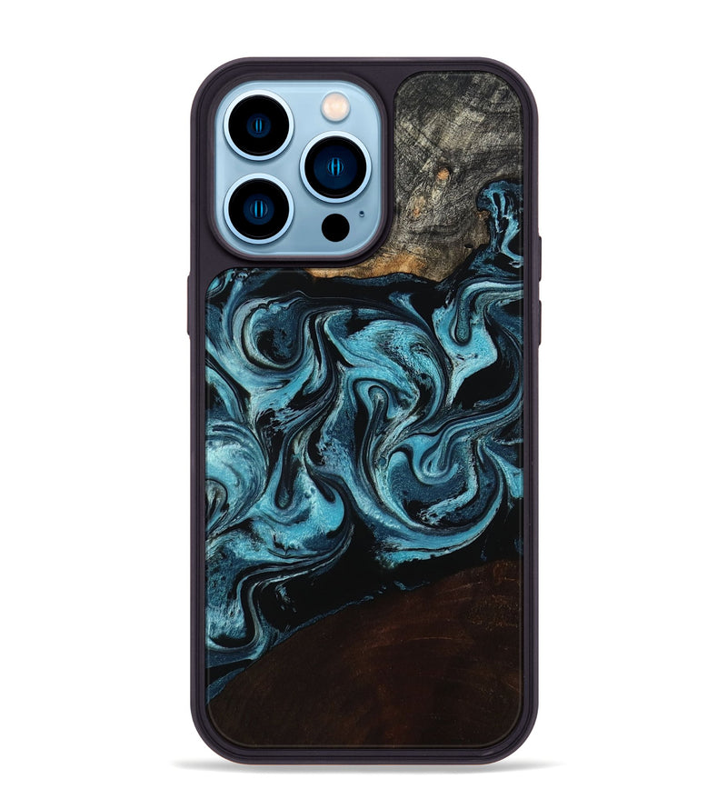iPhone 14 Pro Max Wood Phone Case - Dollie (Blue, 798155)