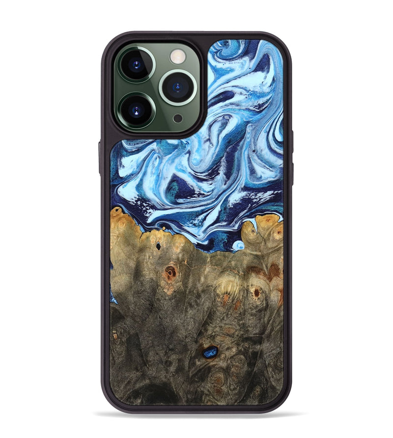iPhone 13 Pro Max Wood Phone Case - Travon (Blue, 798156)