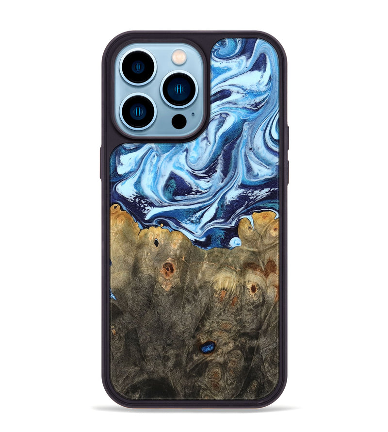 iPhone 14 Pro Max Wood Phone Case - Travon (Blue, 798156)