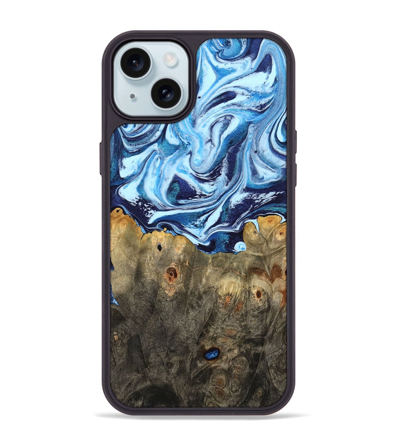 iPhone 15 Plus Wood Phone Case - Travon (Blue, 798156)
