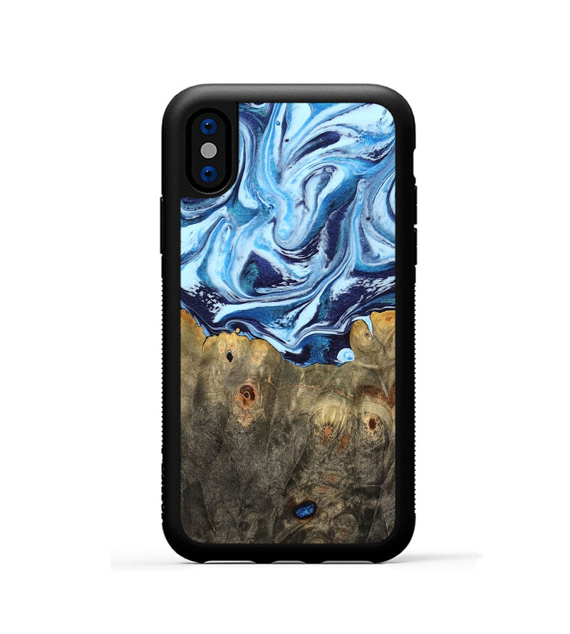 iPhone Xs Wood Phone Case - Travon (Blue, 798156)