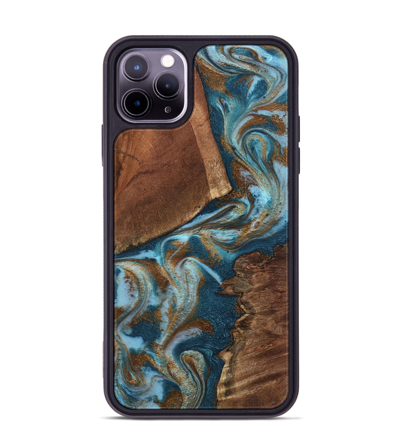 iPhone 11 Pro Max Wood Phone Case - Charli (Teal & Gold, 798167)