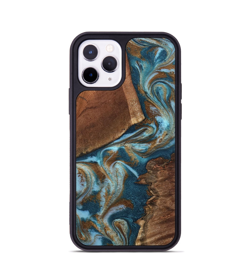 iPhone 11 Pro Wood Phone Case - Charli (Teal & Gold, 798167)