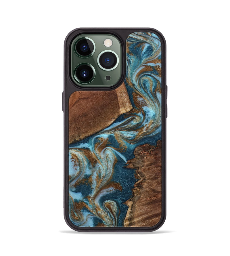 iPhone 13 Pro Wood Phone Case - Charli (Teal & Gold, 798167)