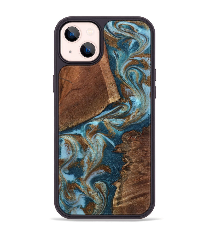 iPhone 14 Plus Wood Phone Case - Charli (Teal & Gold, 798167)