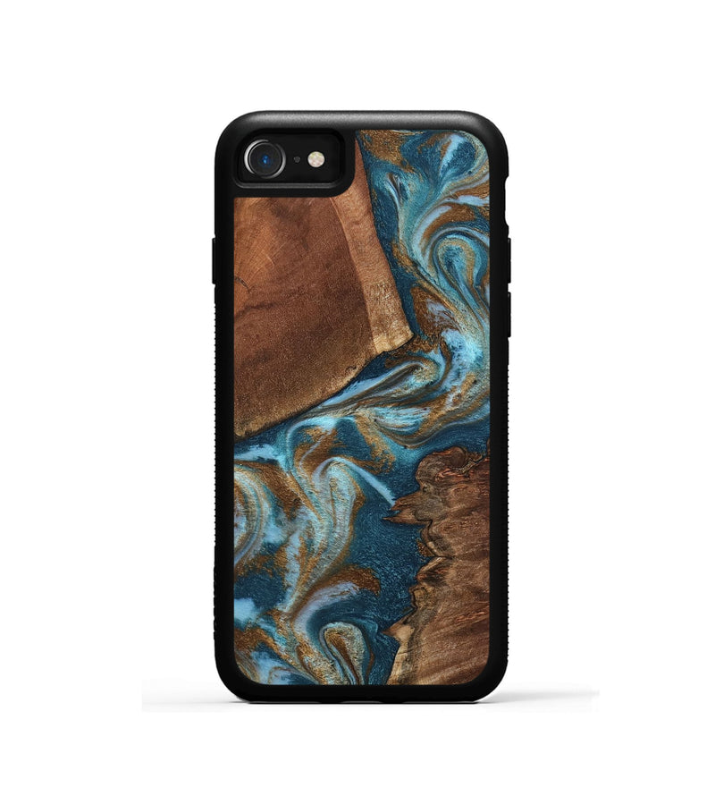 iPhone SE Wood Phone Case - Charli (Teal & Gold, 798167)