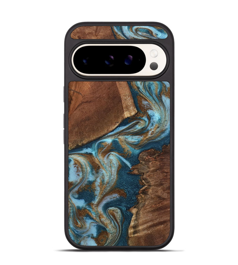 Pixel 9 Wood Phone Case - Charli (Teal & Gold, 798167)