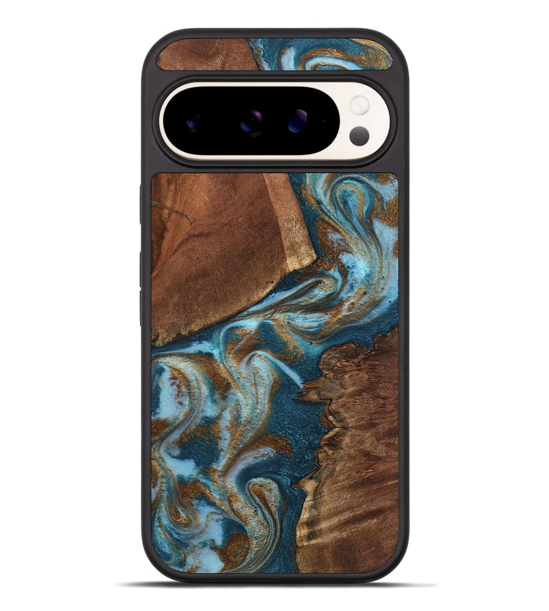 Pixel 9 Pro XL Wood Phone Case - Charli (Teal & Gold, 798167)