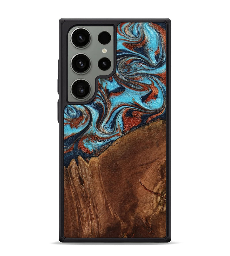 Galaxy S24 Ultra Wood Phone Case - Albina (Teal & Gold, 798168)