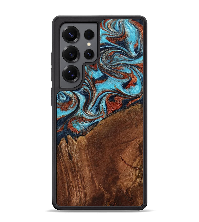 Galaxy S25 Ultra Wood Phone Case - Albina (Teal & Gold, 798168)