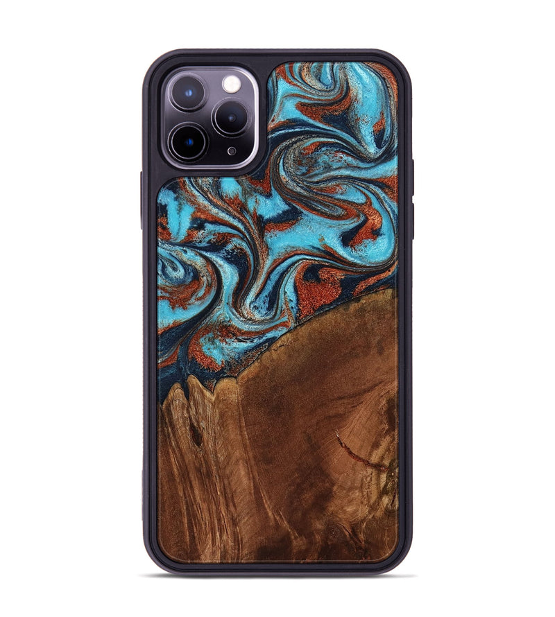 iPhone 11 Pro Max Wood Phone Case - Albina (Teal & Gold, 798168)
