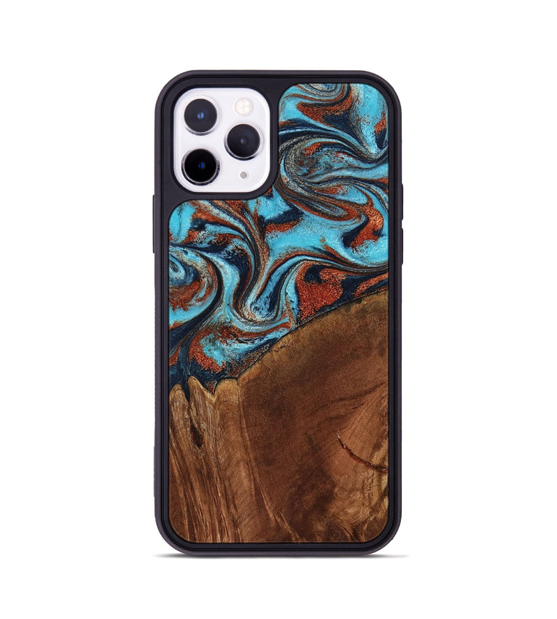 iPhone 11 Pro Wood Phone Case - Albina (Teal & Gold, 798168)