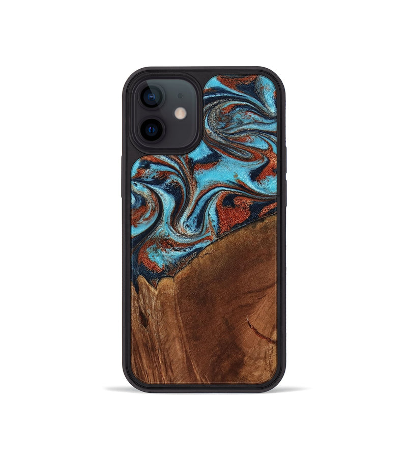 iPhone 12 mini Wood Phone Case - Albina (Teal & Gold, 798168)