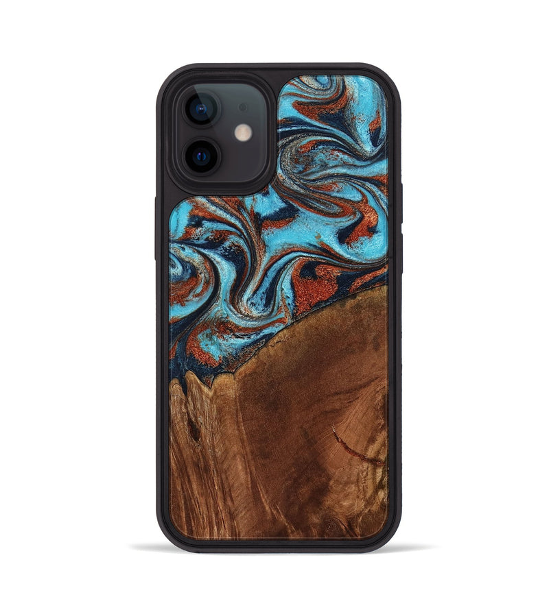 iPhone 12 Wood Phone Case - Albina (Teal & Gold, 798168)