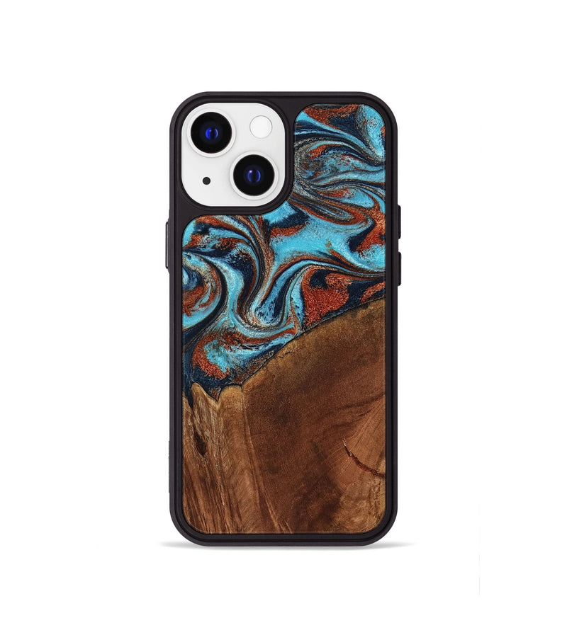 iPhone 13 mini Wood Phone Case - Albina (Teal & Gold, 798168)