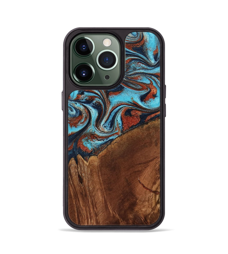 iPhone 13 Pro Wood Phone Case - Albina (Teal & Gold, 798168)