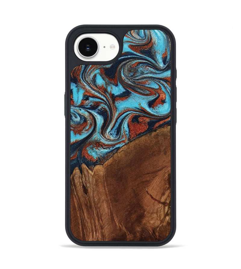 iPhone 16e Wood Phone Case - Albina (Teal & Gold, 798168)