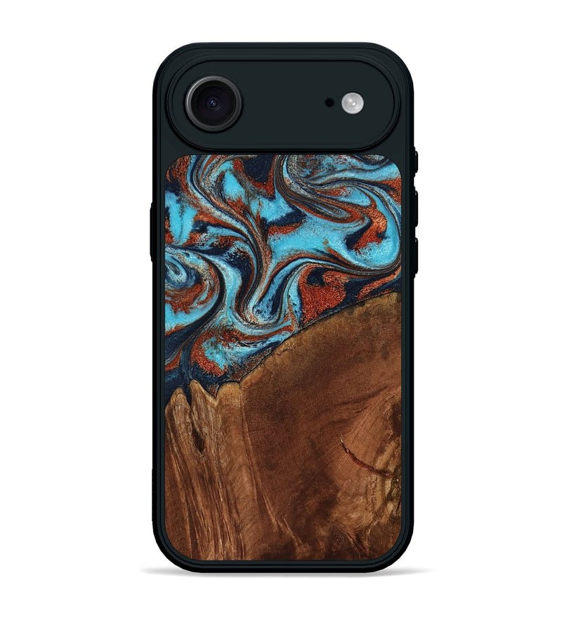 iPhone 17 Air Wood Phone Case - Albina (Teal & Gold, 798168)