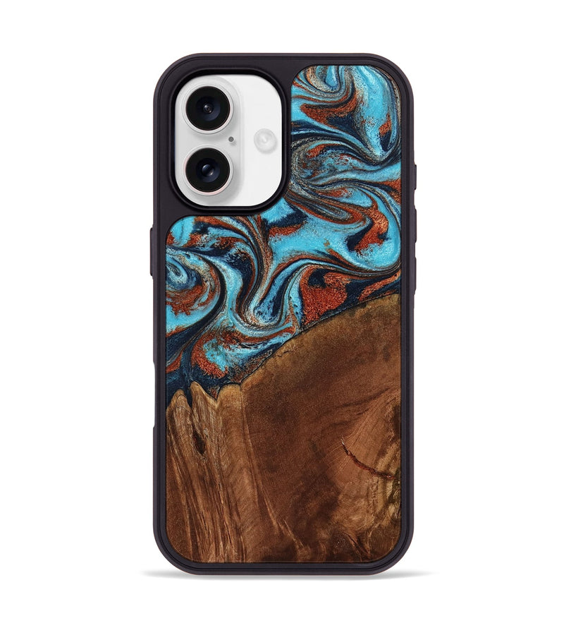 iPhone 17 Wood Phone Case - Albina (Teal & Gold, 798168)