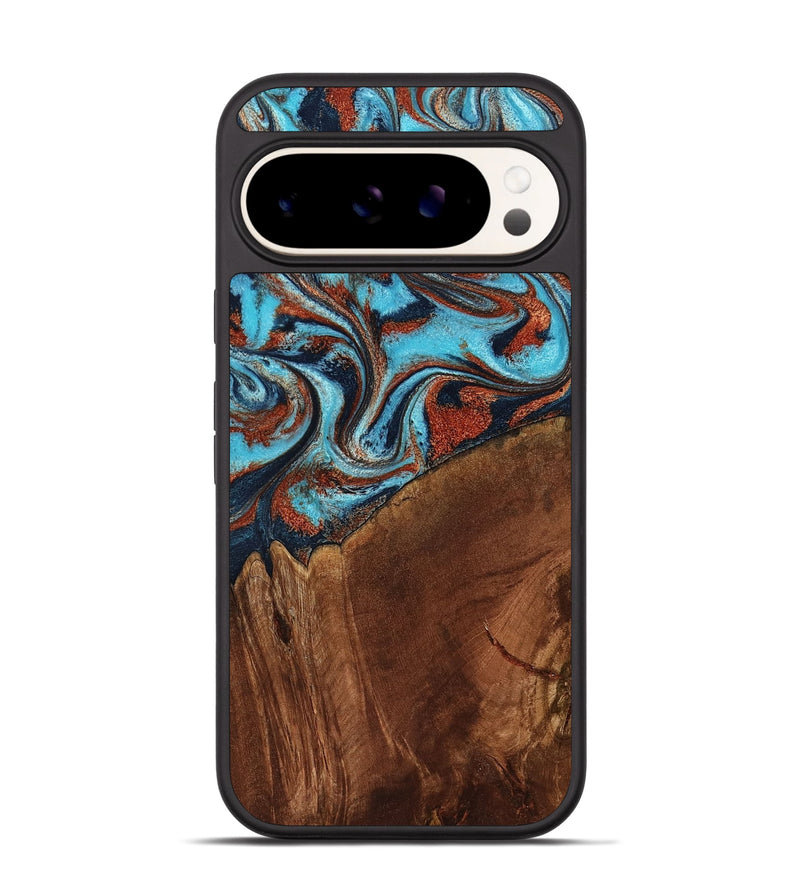 Pixel 9 Wood Phone Case - Albina (Teal & Gold, 798168)