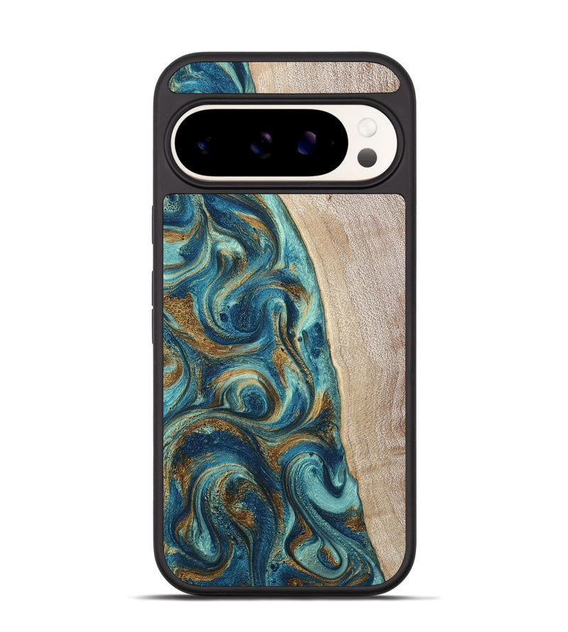 Pixel 9 Pro Wood Phone Case - Kacey (Teal & Gold, 798169)