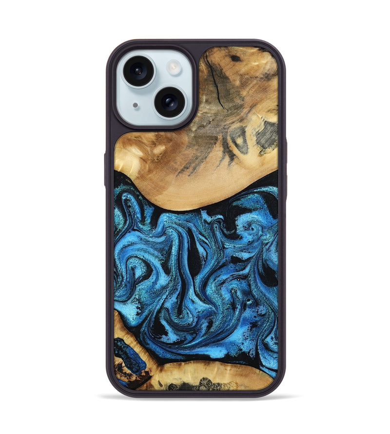 iPhone 15 Wood Phone Case - Lenna (Blue, 798176)