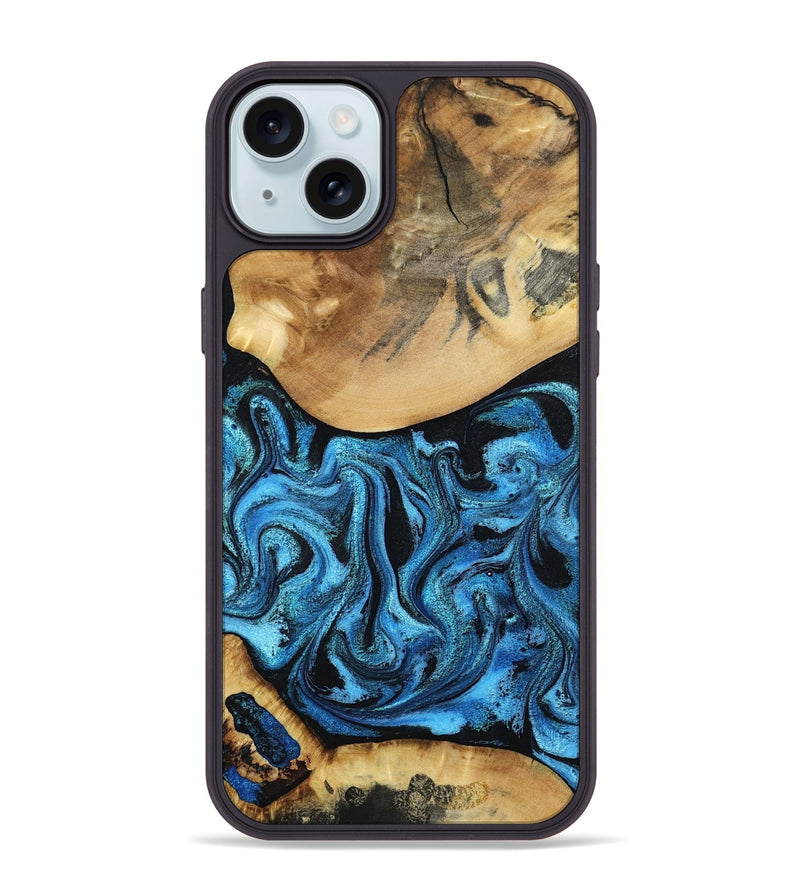iPhone 15 Plus Wood Phone Case - Lenna (Blue, 798176)
