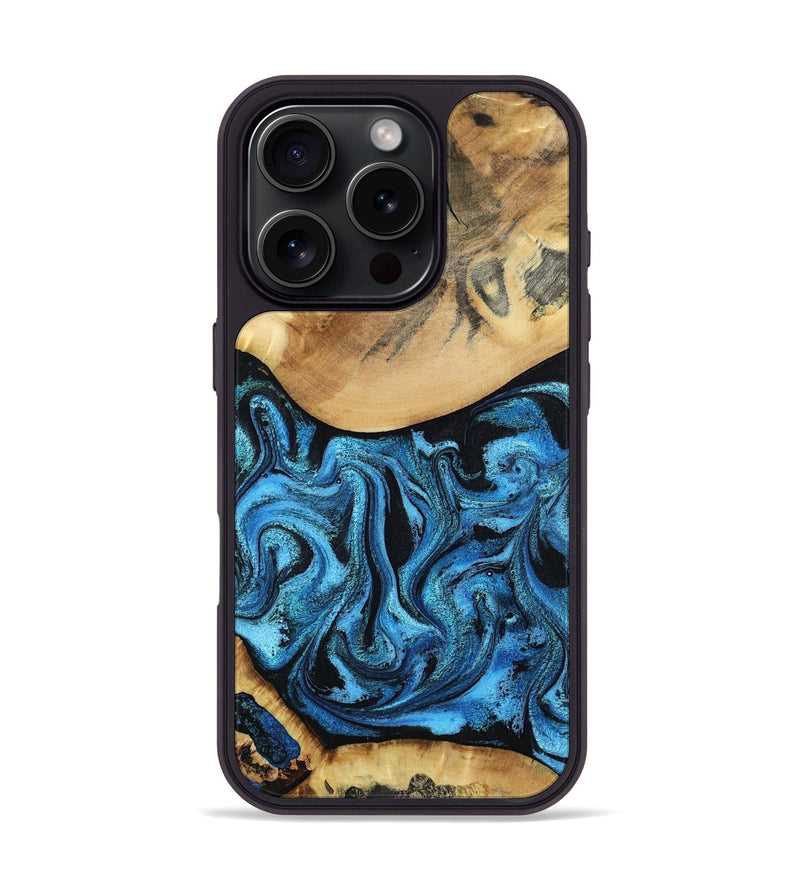 iPhone 16 Pro Wood Phone Case - Lenna (Blue, 798176)