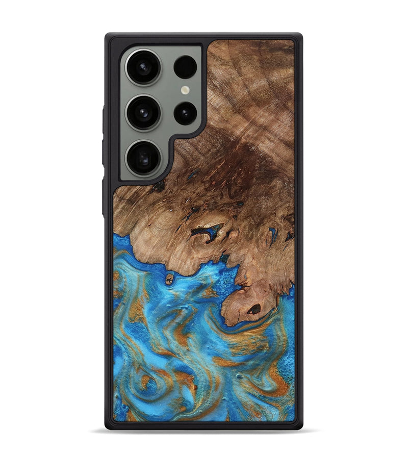 Galaxy S24 Ultra Wood Phone Case - Bell (Teal & Gold, 798188)