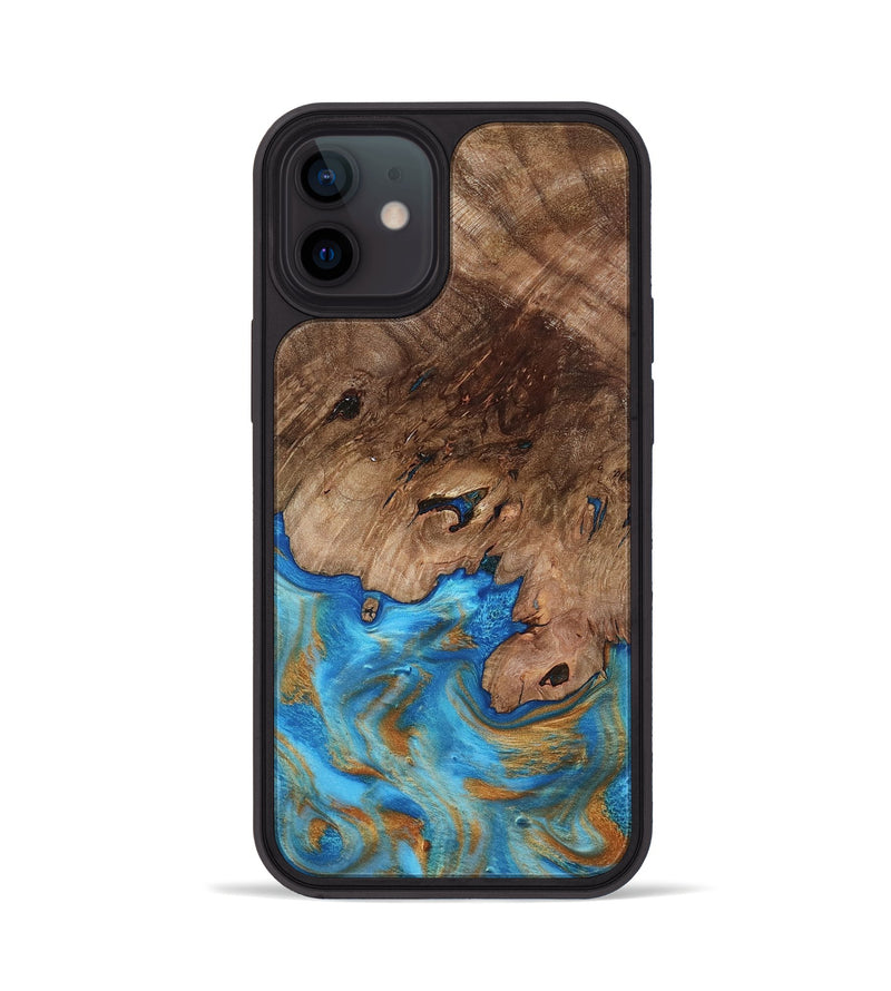 iPhone 12 Wood Phone Case - Bell (Teal & Gold, 798188)