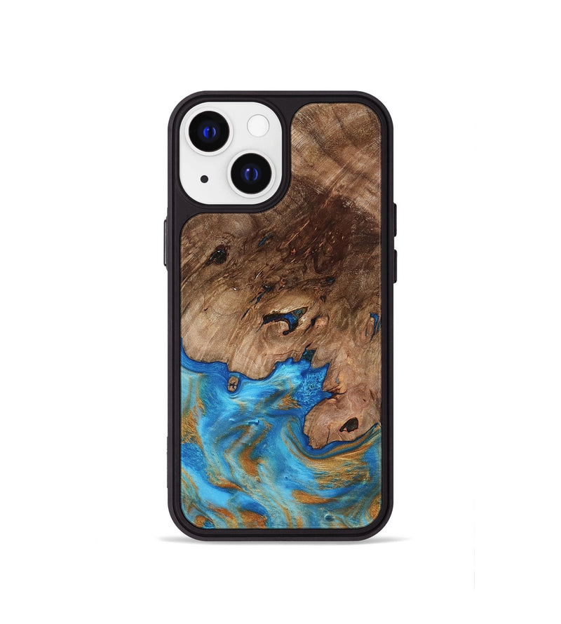 iPhone 13 mini Wood Phone Case - Bell (Teal & Gold, 798188)