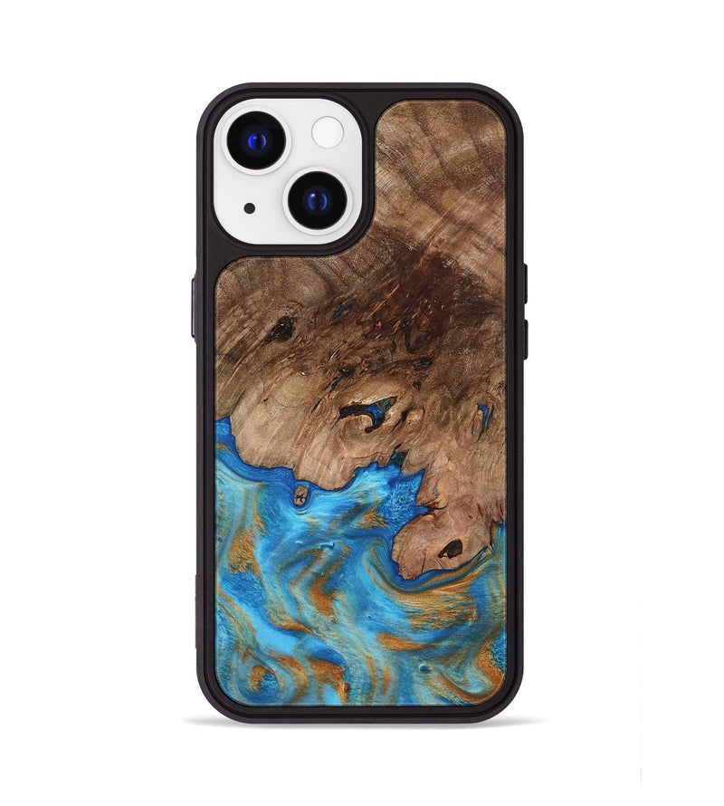 iPhone 13 Wood Phone Case - Bell (Teal & Gold, 798188)