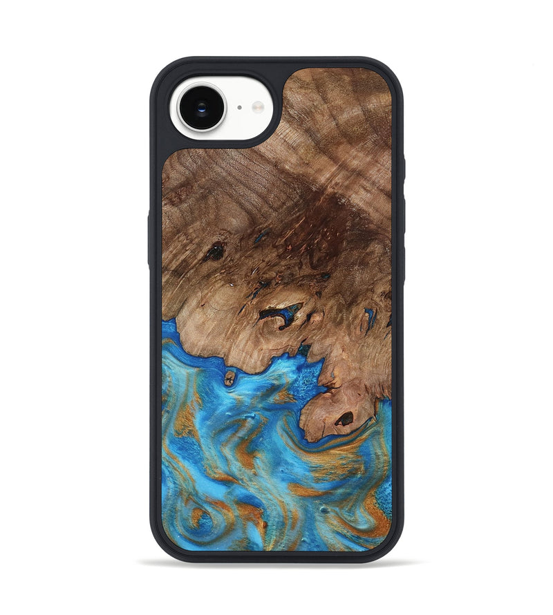 iPhone 16e Wood Phone Case - Bell (Teal & Gold, 798188)