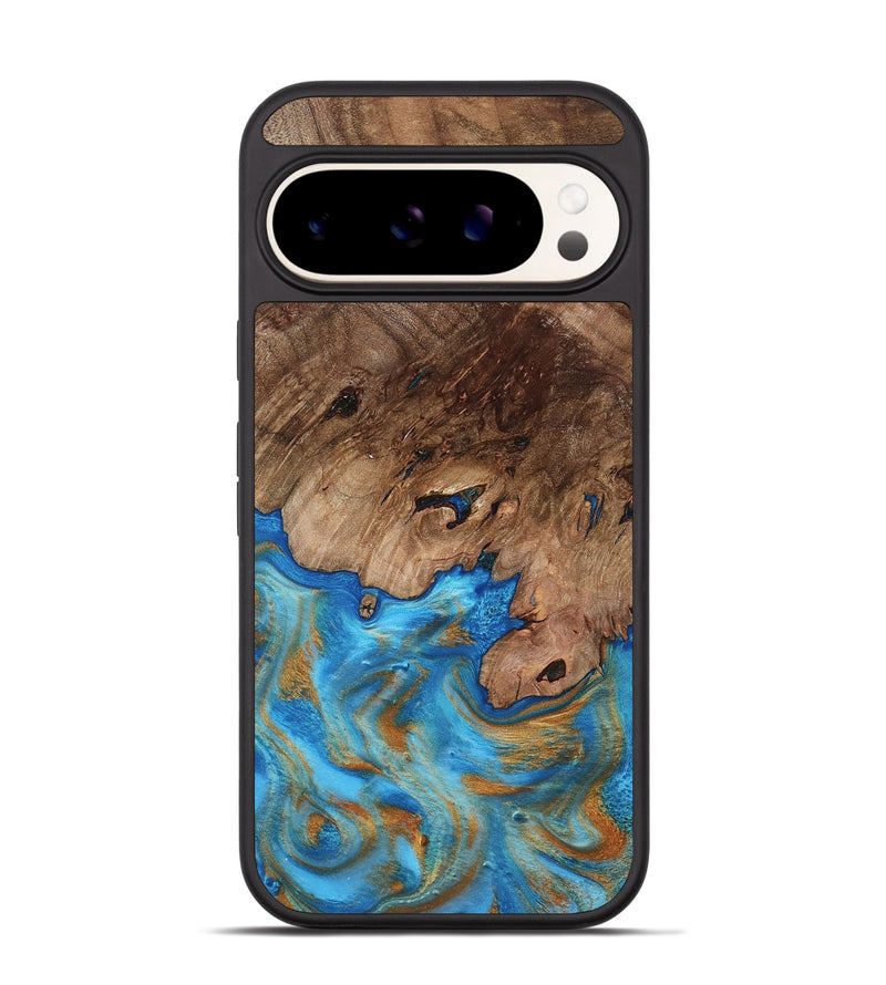 Pixel 9 Wood Phone Case - Bell (Teal & Gold, 798188)