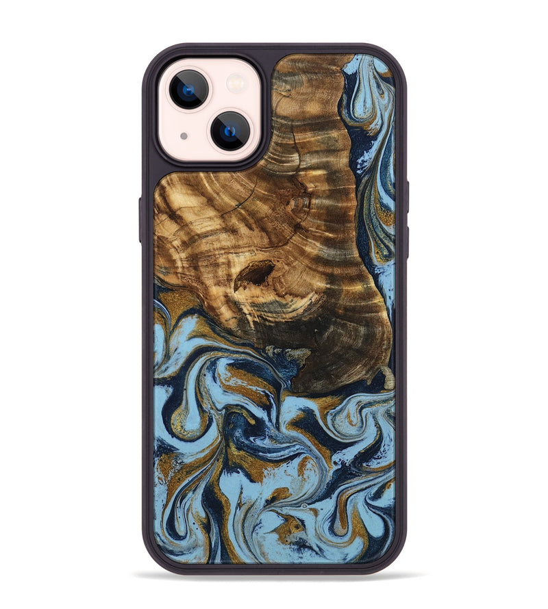 iPhone 14 Plus Wood Phone Case - Alesha (Teal & Gold, 798189)