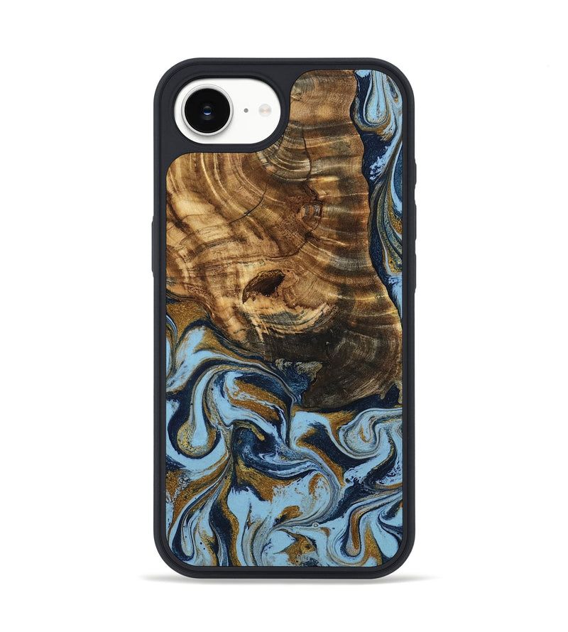 iPhone 16e Wood Phone Case - Alesha (Teal & Gold, 798189)