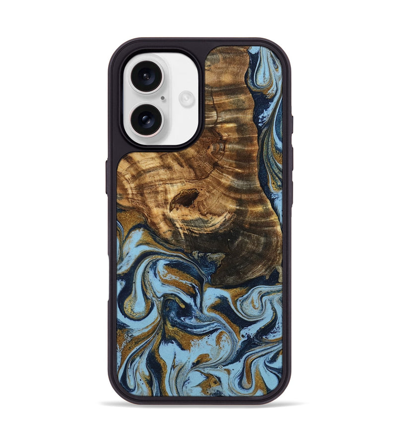 iPhone 17 Wood Phone Case - Alesha (Teal & Gold, 798189)