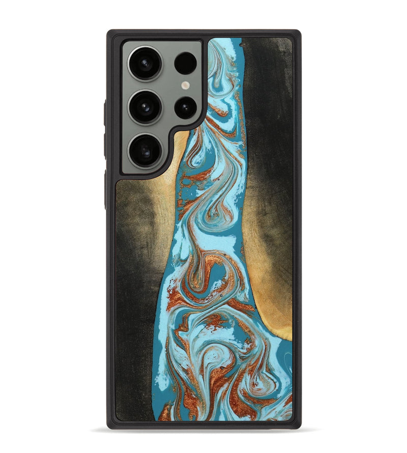 Galaxy S23 Ultra Wood Phone Case - Tariq (Teal & Gold, 798191)